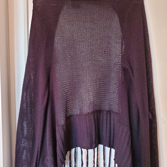 Selling Women's Black Long Sleeved Mesh Shawl With Tassles - Picture 2 of 10